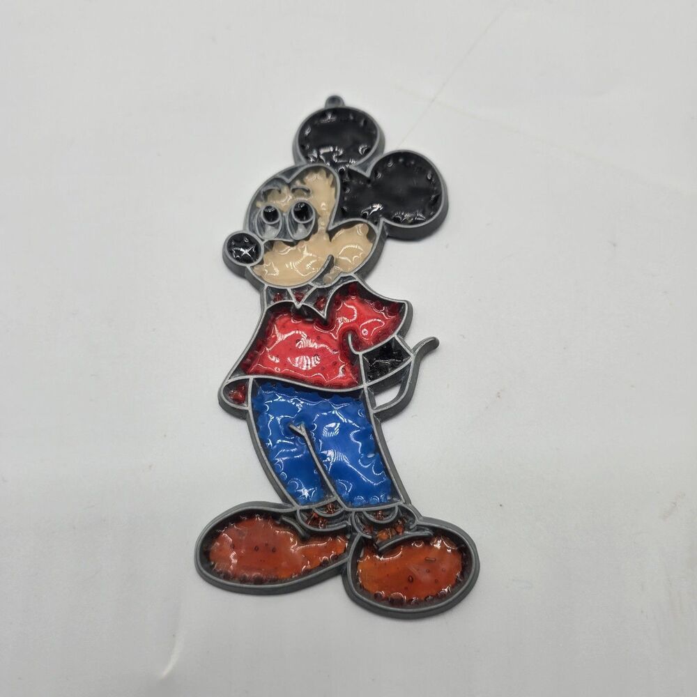 Disney - Mickey Mouse Suncatcher Display - Vintage Handmade Hanging